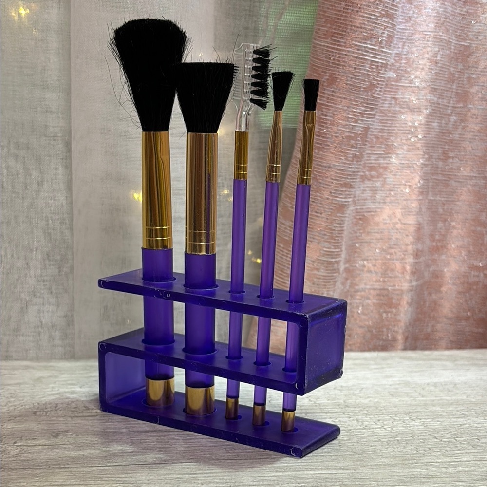 Purple Makeup Brush Set with Holder - Picture 5 of 5